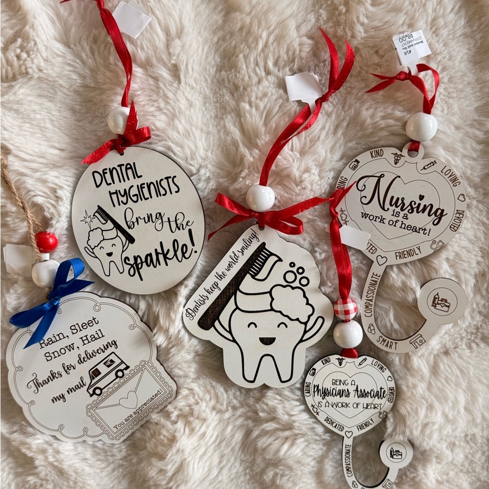 Mail Carrier, Dentist, Dental Hygienist, Murse and Nursing Associate Ornaments